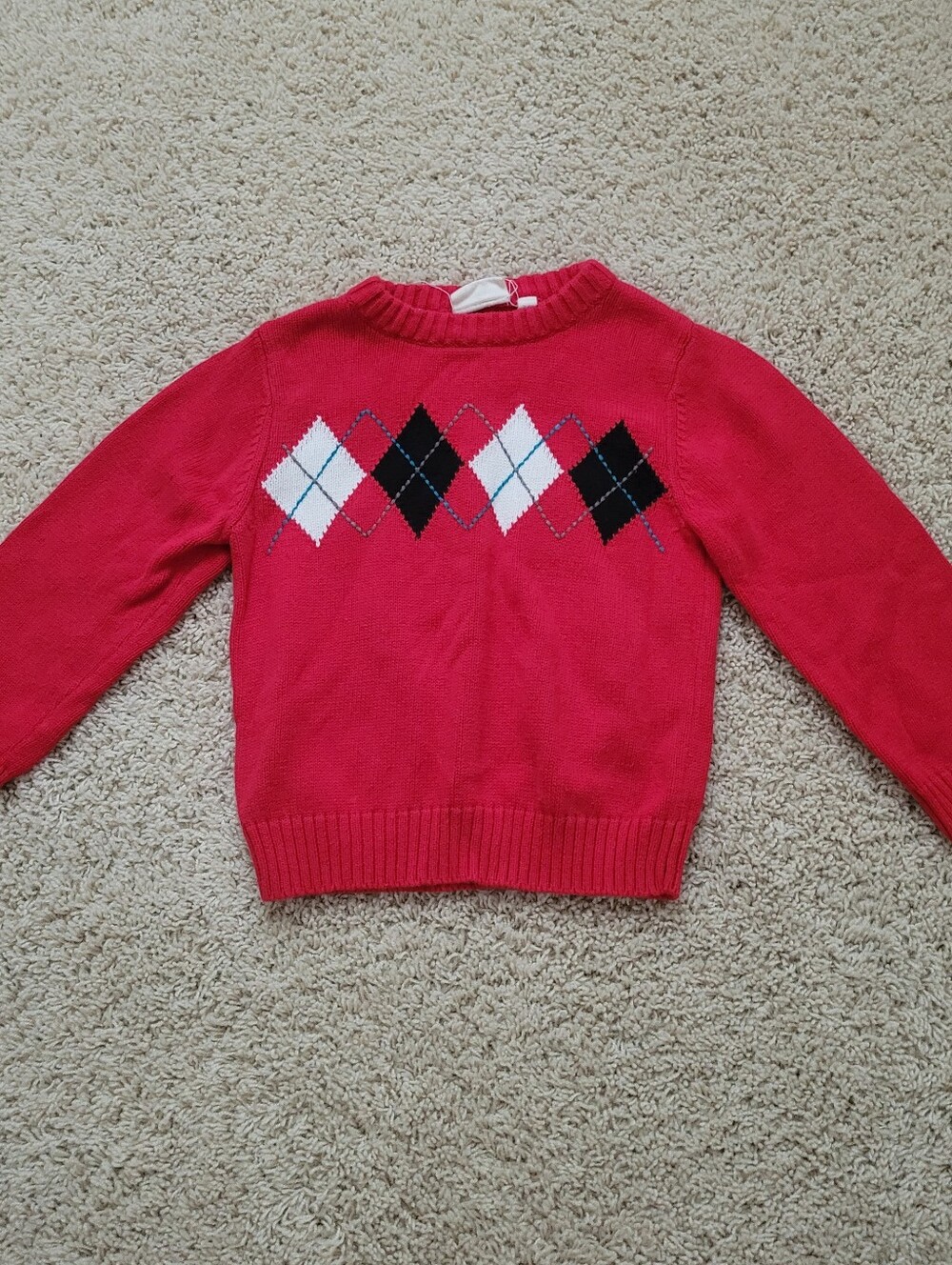 Sonoma Kids 3T Knit Argyle Christmas Holiday Sweater Red